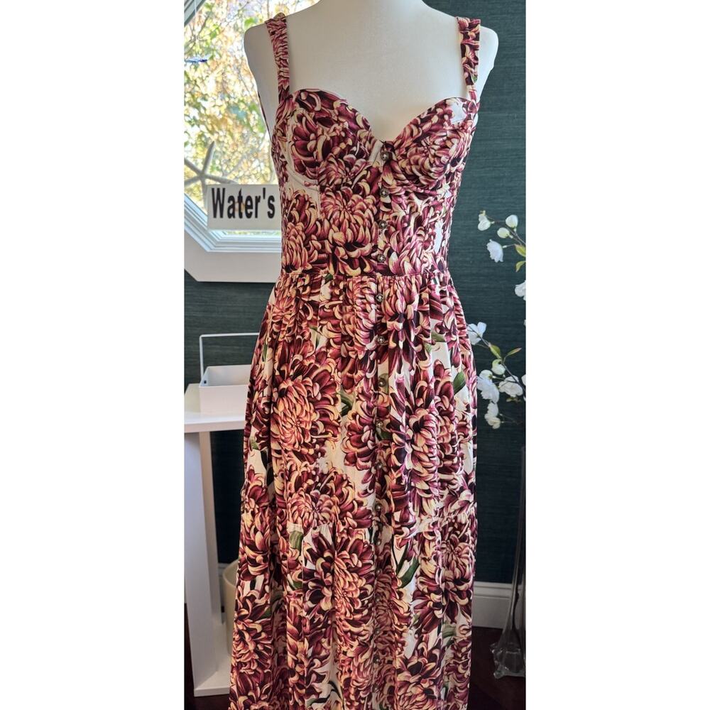 Aqua Bendita Blare Floral Maxi‎ Dress Small CottageCore Resort Vacation Cruise
